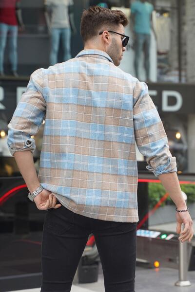 Madmext Tyrkysová kostkovaná dřevorubecká košile 6713