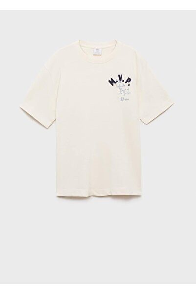 MANGO Man Κεντημένο βαμβακερό μπλουζάκι