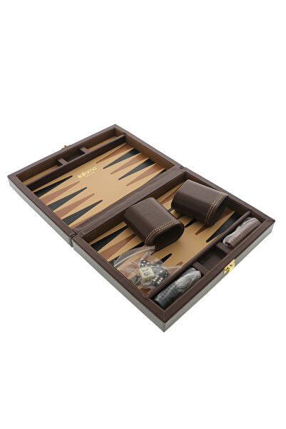 GiftExpress Exclusive mini backgammon game in brown box 23cm