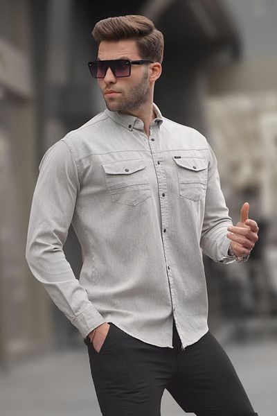 Madmext Ανδρικό πουκάμισο Gabardine Comfortable Fit Stone Color 6810