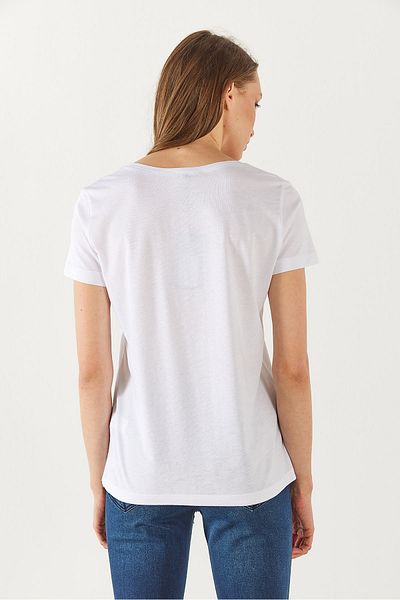 VENA Boyfriend V-Neck Regular Fit Modal T-Shirt(Tencel)(Tm) - White
