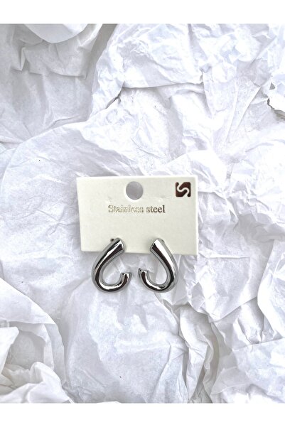 SINEAKSESUAR حلق نصف دائري بيضاوي مطلي بالفولاذ الفضي