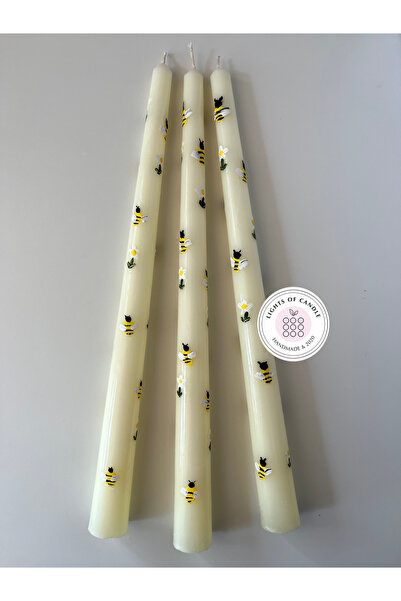 lıghts of candle handmade & 2020 Papatya Arı ve Bahar Temalı El Çizimi El Boy...