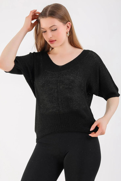 Fibula Bohemian and authentic style standard size v-neck bat sleeve knitwear ...