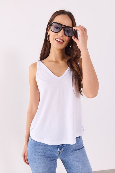 VENA Serena V-Neck Slit Detailed Modal Undershirt(Tencel)(Tm) - White