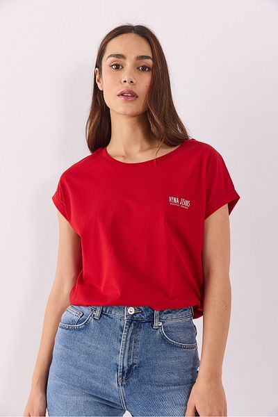 VENA Cindy Vena Logo T-Shirt - Red