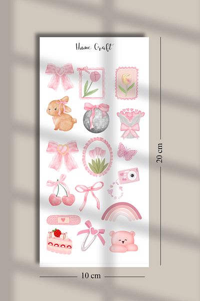 Hume Craft Pink Aesthetic Sticker Set Kit Suitable for Bullet Journal Agenda