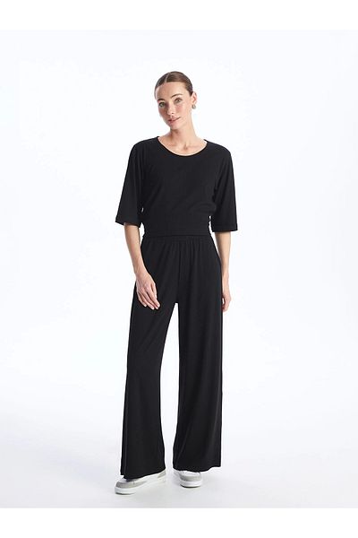 LC Waikiki LCWAIKIKI Basic Μαύρο Γυναικείο Ελαστικό ίσιο παντελόνι μέσης