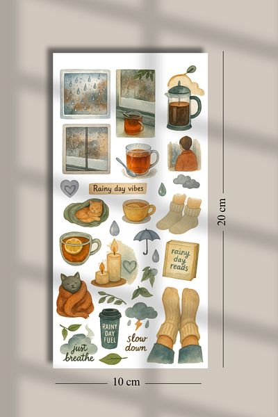 Hume Craft Rain Themed Sticker Set Suitable for Bullet Journal Agenda