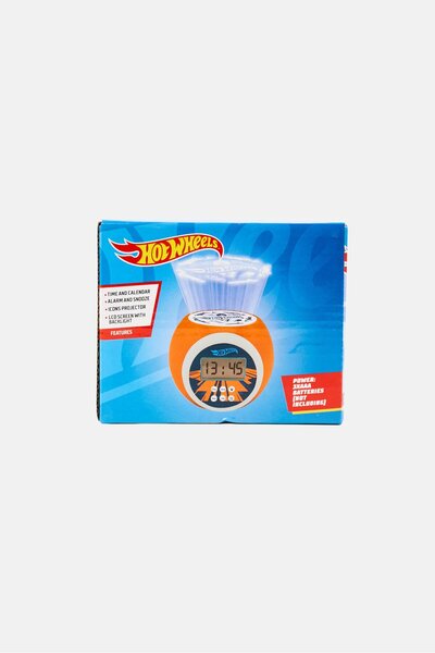 HOT WHEELS LCD Alarm Clock Projector, Orange