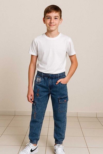 gigigiyim Cargo Pocket Boys' Jeans with Text Detail