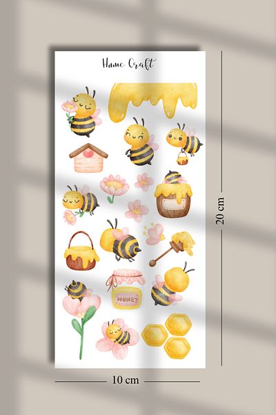 Hume Craft Cute Bee Themed Sticker Set Suitable for Bullet Journal Agenda