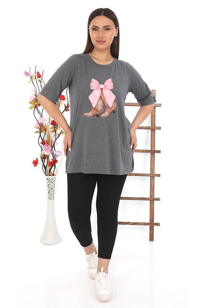 MG Viscosa Bow Printed Large Size Tee