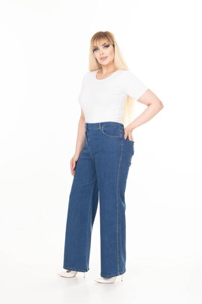 SERRAXXL Palazzo Wide Leg Denim Jeans Plus Size Pants