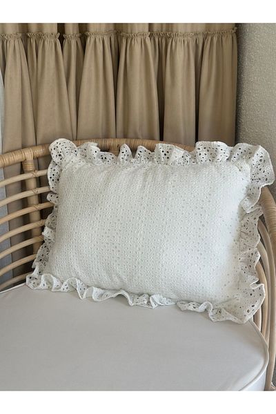 Decamor home Husă de pernă cu volane albă