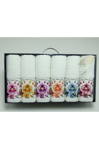 VİLERA HOME White 6-Piece Hand Face Towel Set