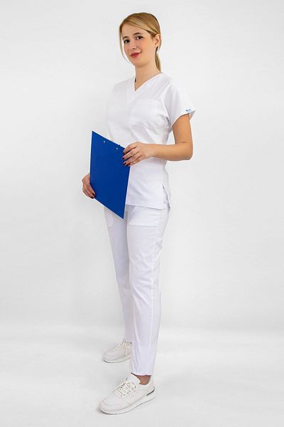 Nur Medikal Giyim Unisex White Soft Lycra Nurse Hospital Doctor Surgical Uniform Scrubs Suit