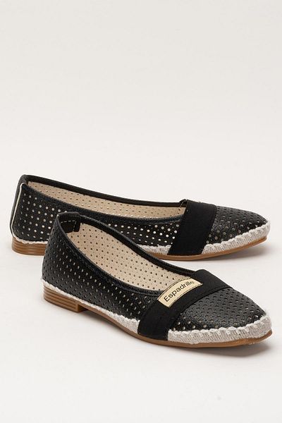 Liger Women's Summer Flat Sole Espadrille Ballerina Shoes Black