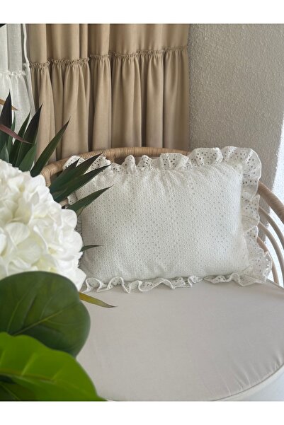 Decamor home Κάλυμμα μαξιλαριού με βολάν με λευκό χτένι