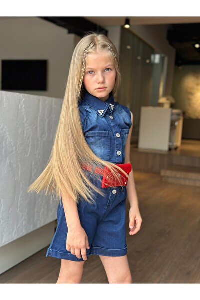 ugurbocegicocukdunyası Κοριτσίστικα τζιν φόρμες για κορίτσια 3-12 ετών με σορτς, τζιν φόρεμα για κορίτσια