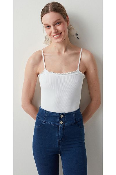 Penti Cream Frill Detailed Bodysuit