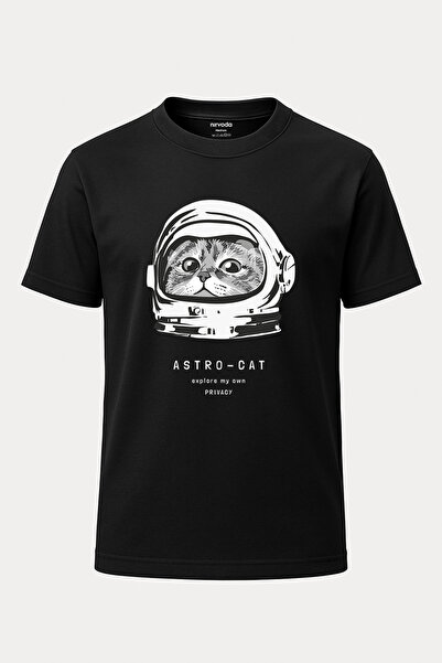 nirvoda Tricou unisex cu imprimeu Astronaut Cat AstroCat, cu croială lejeră, ...