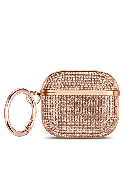Choice Airpods Pro 2 Gold Beautiful Rhinestone Bling Hard Plastic Cover Case Fr AirPods 2/3/Pro 1 2 Hook