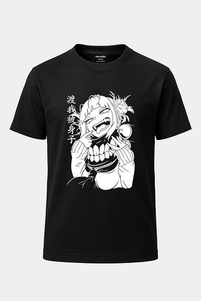 nirvoda Himiko Toga - Μαύρο T-Shirt My Hero Academia Unisex Manga