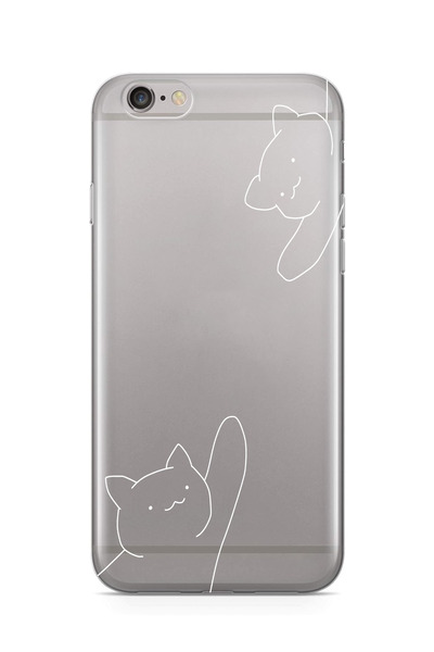 moonset Iphone 6 Plus / 6S Plus Uyumlu Kediler Tasarımlı Baskılı Şeffaf Telef...