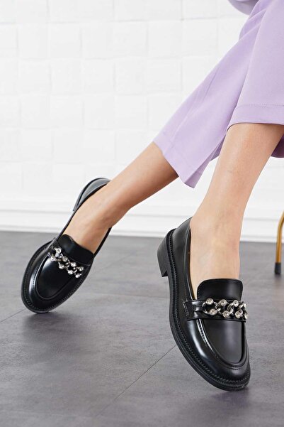 Moda Pie Lesha Ring Stone Balerina pentru femei piele neagră