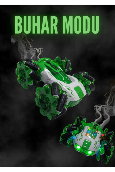 Boratila Toys Drift Yapan Uzaktan Kumandalı Araba-Buhar,Işık,Ses,TypeC Şarj,360°Dönüş,Full Fonksiyon (Yeşil)