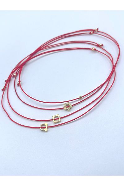 Concept HuBuTU 4 Pieces Elegant Gold Object Red Rope Anklet Set