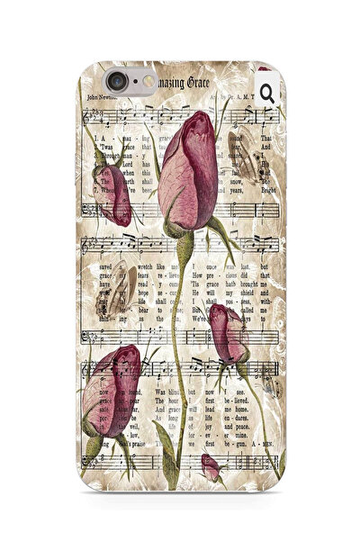 moonset Iphone 6 Plus / 6S Plus Uyumlu Çiçek ve Notalar Tasarımlı Baskılı Şef...