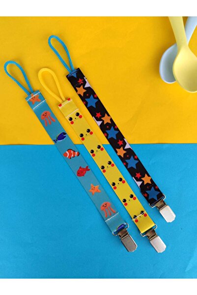 3Baby Emzik Askısı Seti / Emzik Tutucu / Emzik Zinciri / 3 Adet