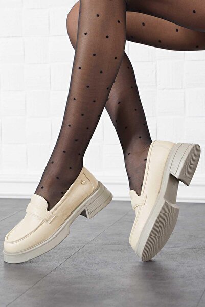 Moda Pie Yolna Kaiš komad ženske Loafer cipele Baletanke bež kože