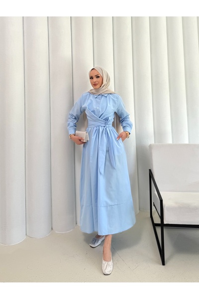 Melike Tatar Φόρεμα με δέσιμο ποπλίνα 68-6163