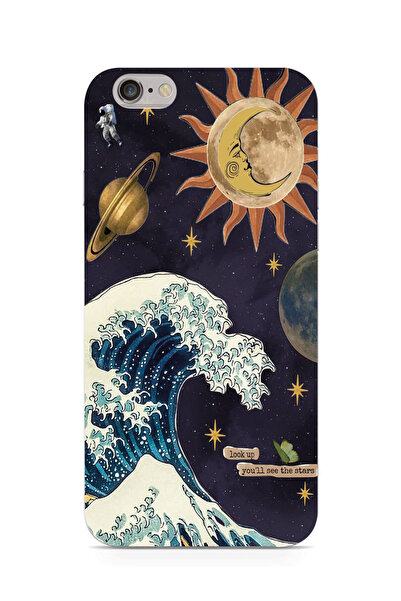 moonset Iphone 6 Plus / 6S Plus Uyumlu Dalga ve Güneş Tasarımlı Baskılı Şeffa...