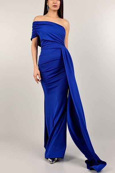 Secret Passion Lingerie Rochie lungă din țesătură creponată, cu un singur umăr, cu detaliu de coadă laterală 583026   684
