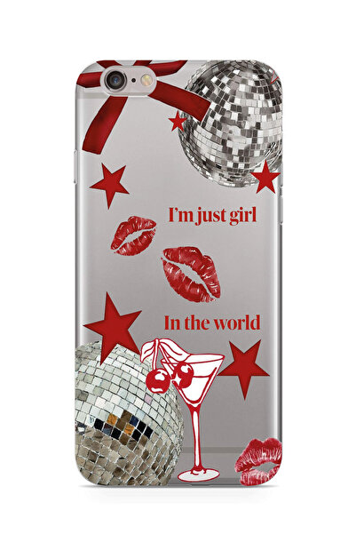 moonset Iphone 6 / 6S Uyumlu Im Just Girl Tasarımlı Baskılı Şeffaf Telefon Kı...