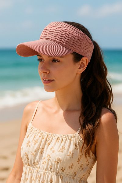LAGRANZE Summer Knitted Textured Women's Visor Hat - Sports Style Cap Hat