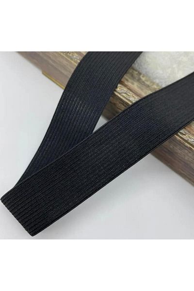BRAVE TEKSTİL ÜRÜNLERİ 2,5cm Black Color Woven Elastic-Waist Leg Skirt Flat Elastic - Elastic Band / 10m