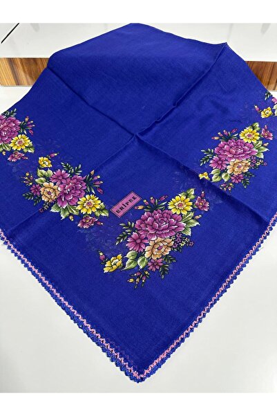 Eripek Ояний бавовняний тюльбант - 05093 95 X 95 Saks Синій 24