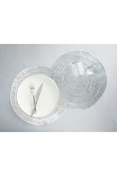 English Home Glazzy PVC 2 Piese American Service 38 Cm Argintiu
