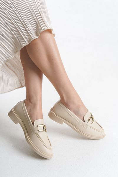 Rivetta Women's Loafer Square Buckle Cream Lightweight Stylish Casual Shoes
