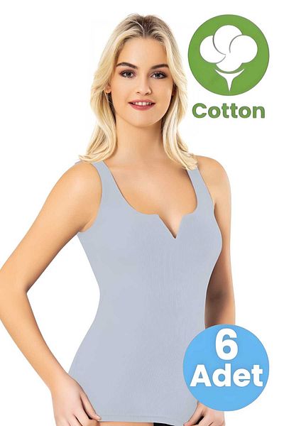 Uniquetrenders Tricou pentru femei, 6 piese, cu bretele late, cu decupaj în V