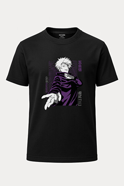 nirvoda Tricou unisex cu decolteu rotund cu imprimeu Satoru Gojo Jujutsu No K...