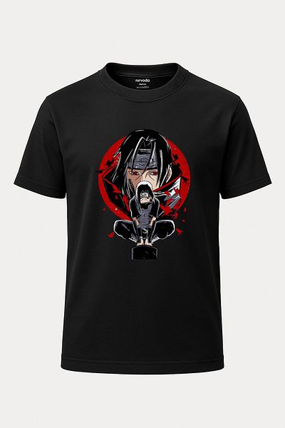 nirvoda Tricou Itahci Naruto Printed Loose Fit Crew Deck Anime Manga