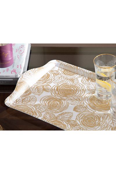 English Home White 32X20 cm Chic Rose Tray