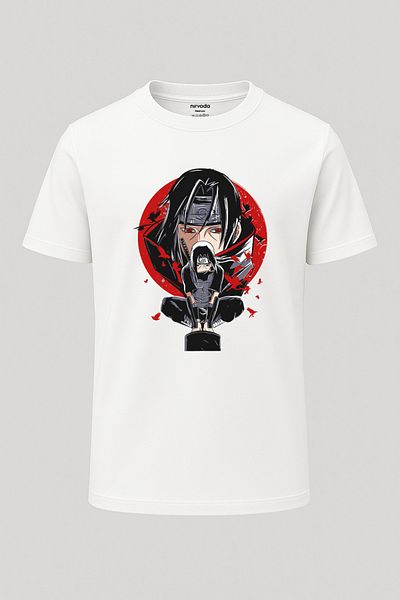 nirvoda Tricou Itahci Naruto Printed Loose Fit Crew Deck Anime Manga