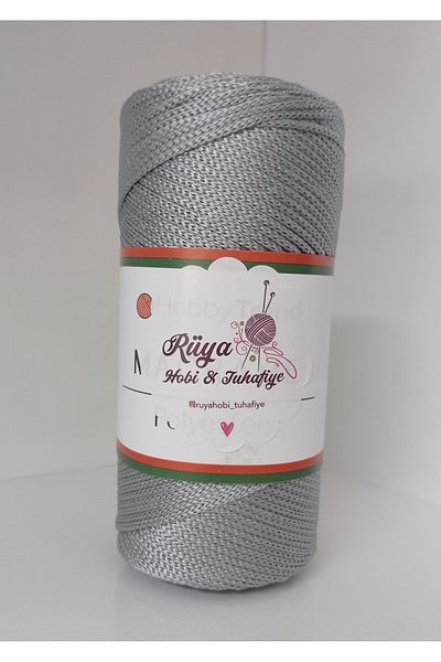 rüya hobi 200 γραμμάρια Νο 4 Polyester Macrame- Bag- Supla- Runner String (Κωδικός χρώματος: 061 Γκρι)